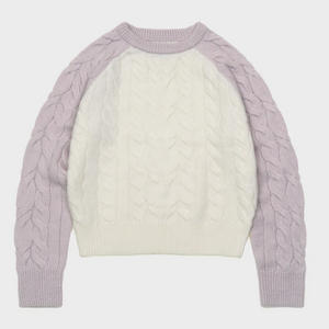 여자옷 나그랑 케이블 니트 퍼플free 이미지