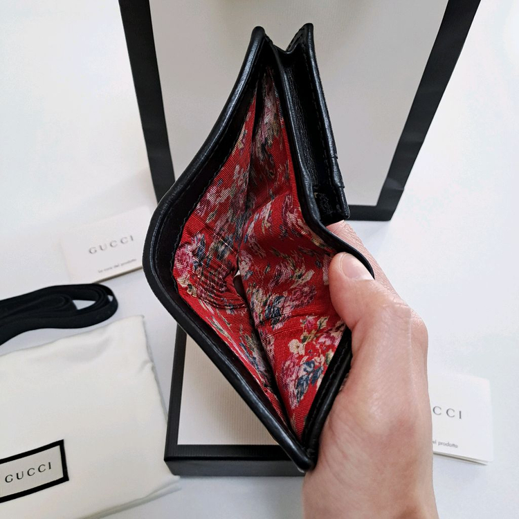 [100%/정품] 구찌 블랙 레더 퀄팅 GG 마몽 반지갑, 구찌지갑,구찌반지갑,구찌레더지갑 이미지