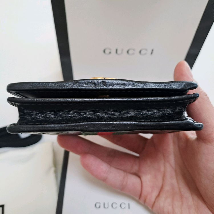 [100%/정품] 구찌 블랙 레더 퀄팅 GG 마몽 반지갑, 구찌지갑,구찌반지갑,구찌레더지갑 이미지