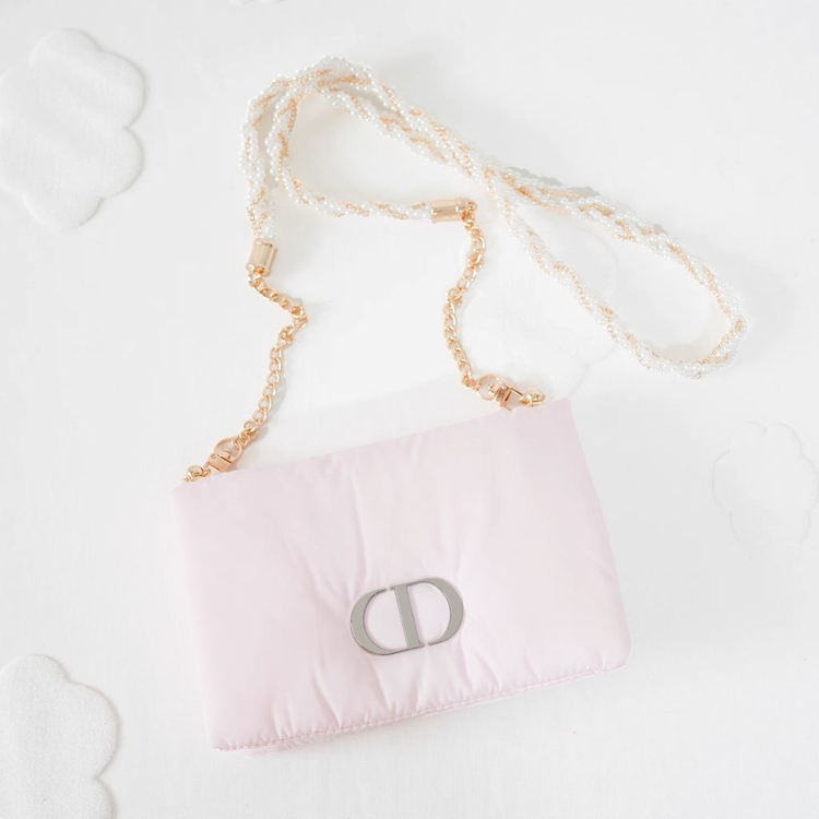 디올 핑크 패딩 파우치 클러치 이미지