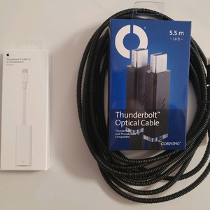 썬더볼트3 USB-C to 2 어댑터(애플정품), 코닝 썬더볼트2. 5.5m 판매합니다. 이미지