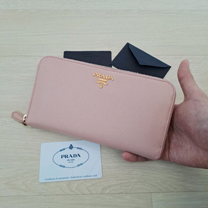 [100%/정품] 프라다 사피아노 핑크 지퍼 장지갑, 프라다지갑,프라다장지갑 이미지