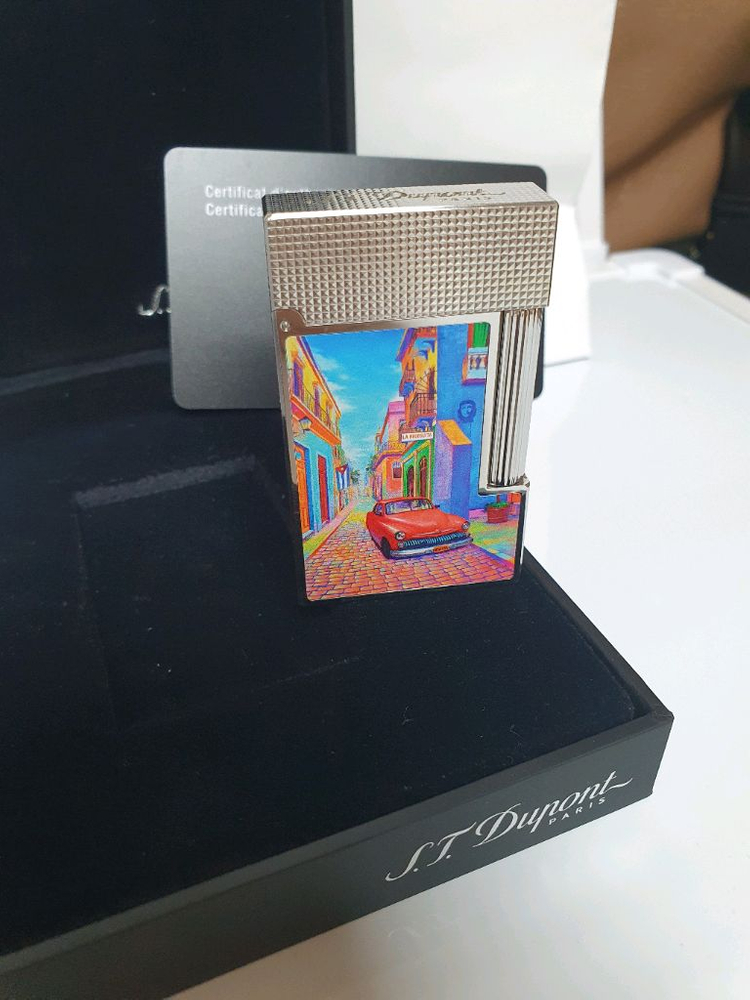 [새상품,한정판,백화점판,풀세트] 듀퐁라이터 라인2 신형 ca16389 쿠바 하바나 시가 컬렉션 팔라듐 백금 쌍불 이미지