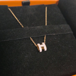 에르메스 팝아슈 미니 목걸이 (로즈드라제 & 로즈골드) 풀구성 새상품급 이미지