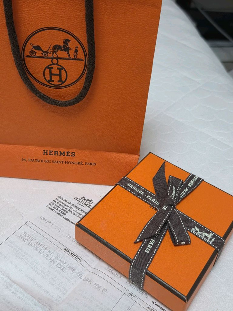 에르메스 팝아슈 미니 목걸이 (로즈드라제 & 로즈골드) 풀구성 새상품급 이미지