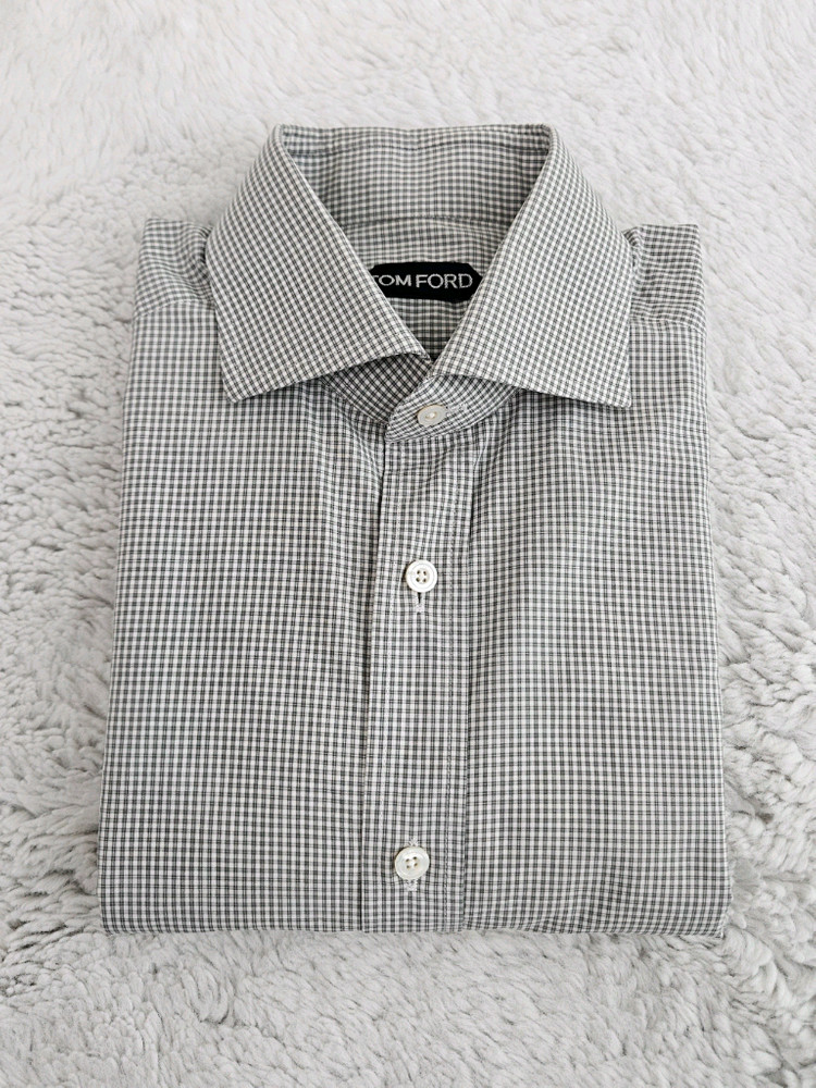 톰 포드 미니 깅엄 체크 드레스 셔츠 [ 로로피아나 쿠치넬리 톰포드 루이비통 에르메스 벨루티 ] 이미지