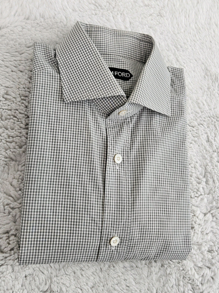 톰 포드 미니 깅엄 체크 드레스 셔츠 [ 로로피아나 쿠치넬리 톰포드 루이비통 에르메스 벨루티 ] 이미지