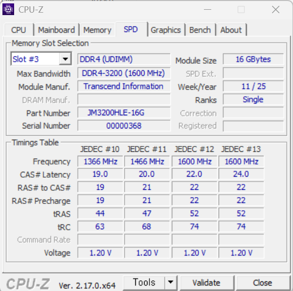 트랜샌드 DDR4 3200 16GB RAM 판매합니다. 이미지