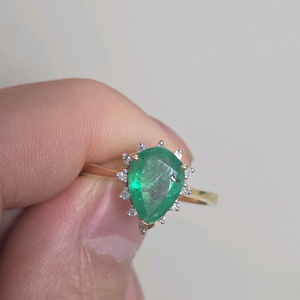 에메랄드 보조석 다이아 도금 은반지 이미지