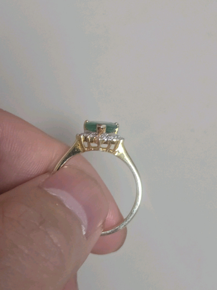 에메랄드 보조석 다이아 도금 은반지 이미지