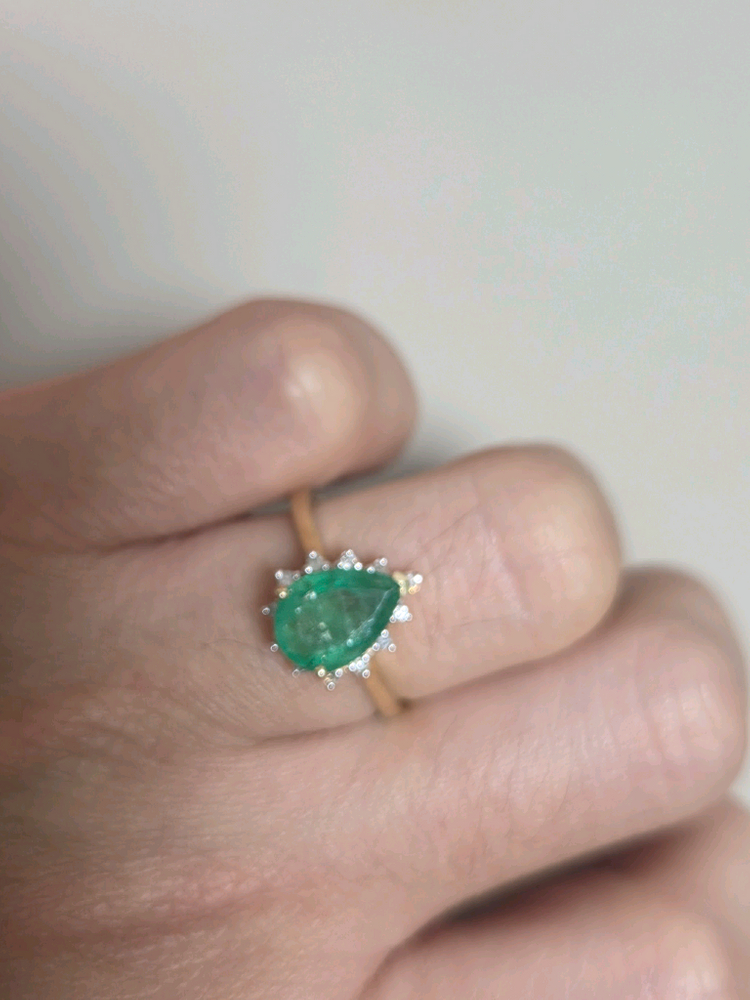 에메랄드 보조석 다이아 도금 은반지 이미지