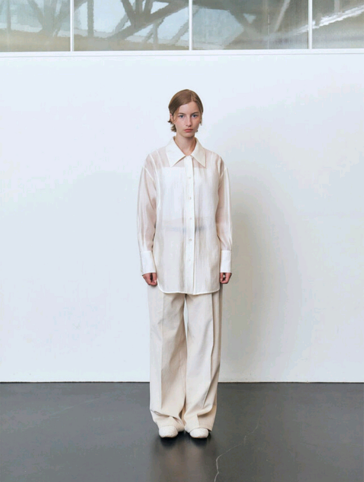 새상품) 모한 mohan 암홀 스티치 루즈핏 셔츠 블라우스 아이보리 M 이미지