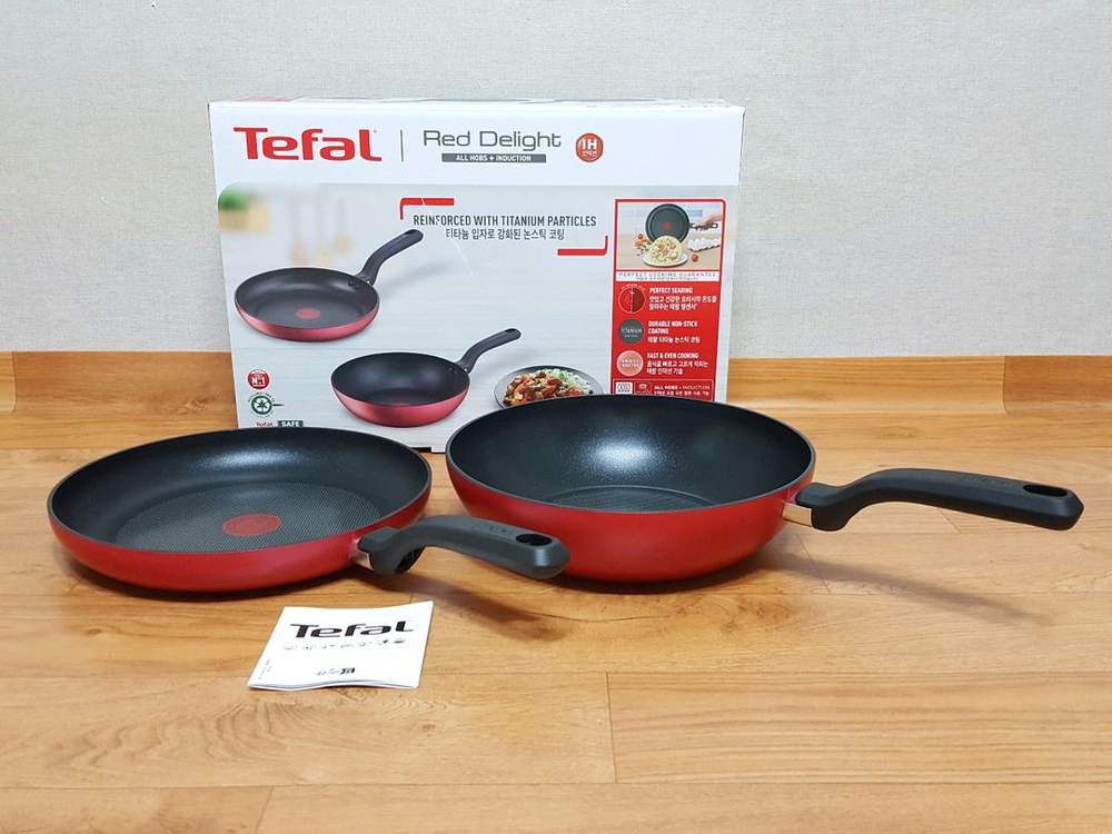 새상품)테팔 레드 딜라이트 인덕션 후라이팬+웍 2종세트 이미지
