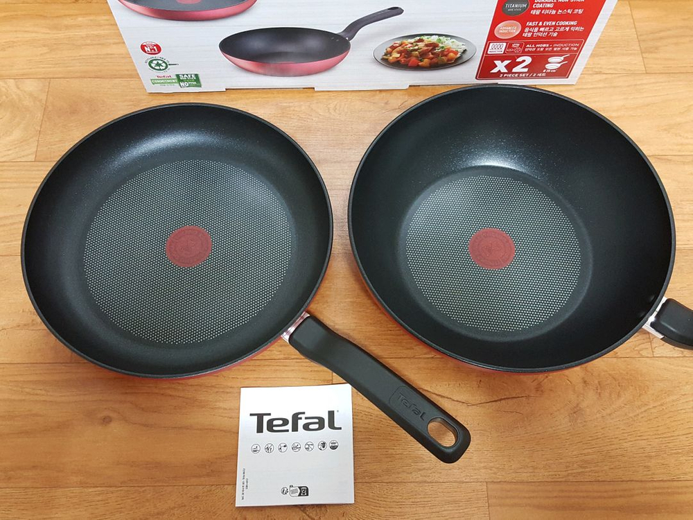 새상품)테팔 레드 딜라이트 인덕션 후라이팬+웍 2종세트 이미지