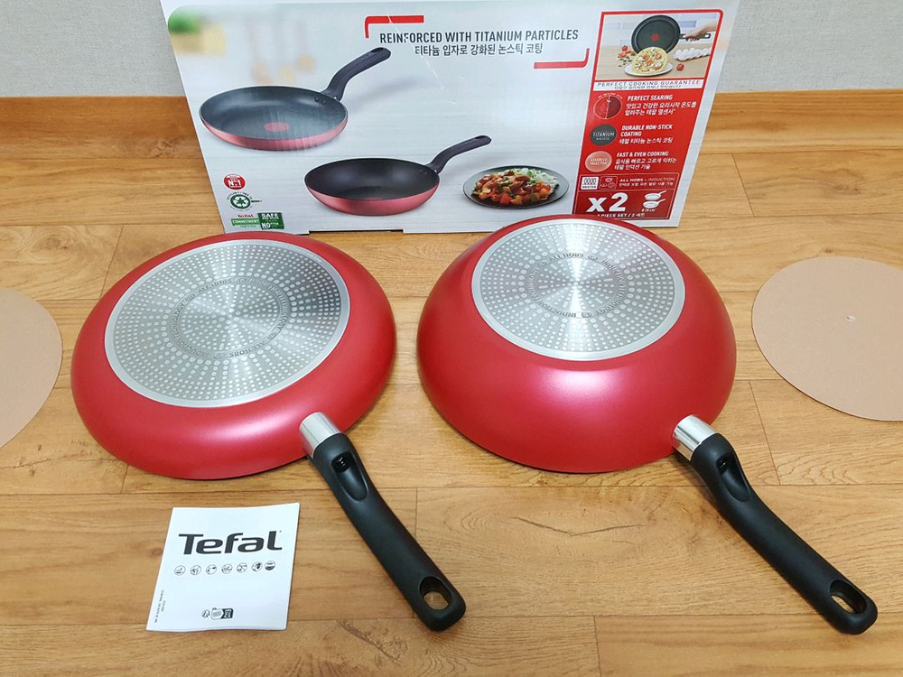 새상품)테팔 레드 딜라이트 인덕션 후라이팬+웍 2종세트 이미지
