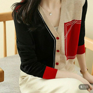 수입 배색 니트가디건 하객룩데이트룩오피스룩출근룩 이미지