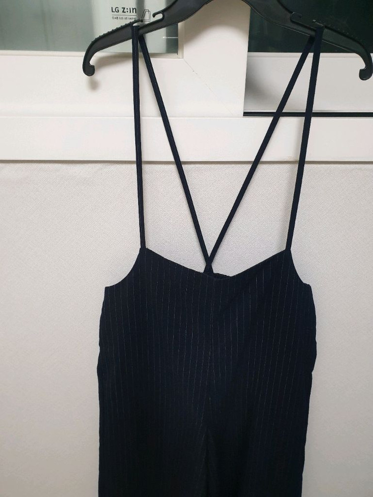 스트라이프 멜빵 바지 이미지