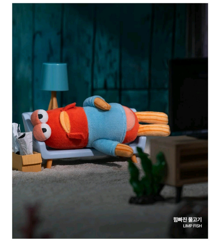 팝마트 스폰지밥 비키니 시티의 엉뚱한 친구들 인형 키링 힘빠진 물고기 이미지