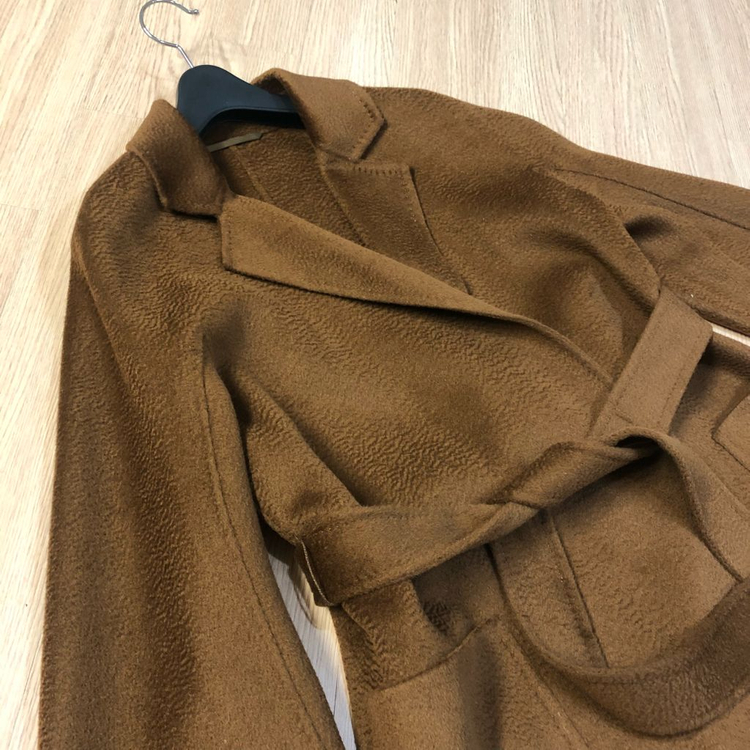 캐시미어100% 지블링 핸드메이드 벨트 롱 코트 카멜 결혼식 하객룩 막스스탈 이미지