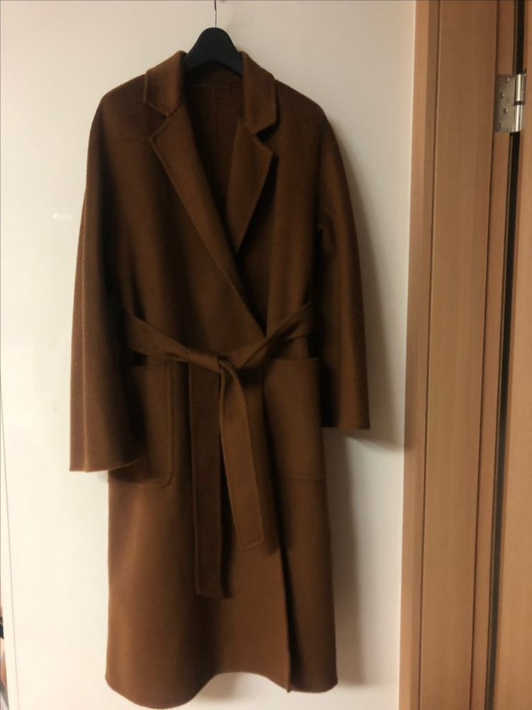 캐시미어100% 지블링 핸드메이드 벨트 롱 코트 카멜 결혼식 하객룩 막스스탈 이미지