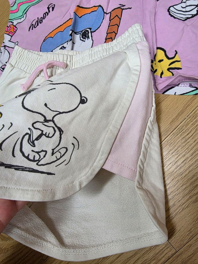 여아 여름옷 150. 자라키즈 스누피 상하 일괄. 이미지