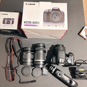 캐논 EOS 800D DSLR 카메라 렌즈 3개 풀세트 이미지