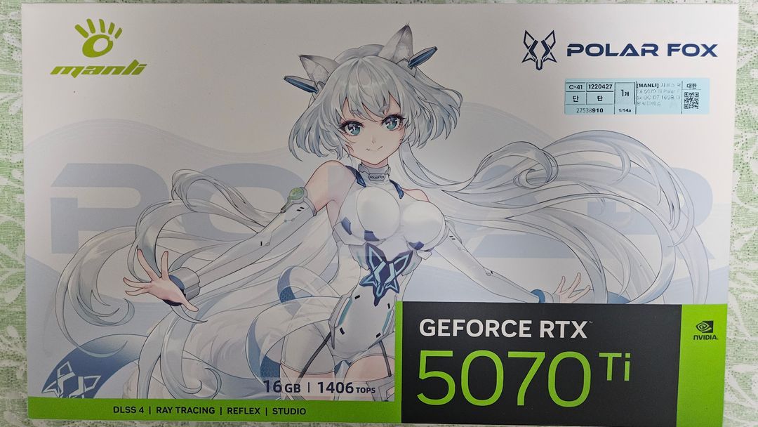 MANLI 지포스 RTX 5070 Ti Polar Fox OC D7 16GB 대원씨티에스 이미지