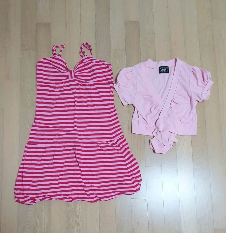 [새제품] 원피스 가디건 2set, 원피스 + 쉬폰 스커트 이미지