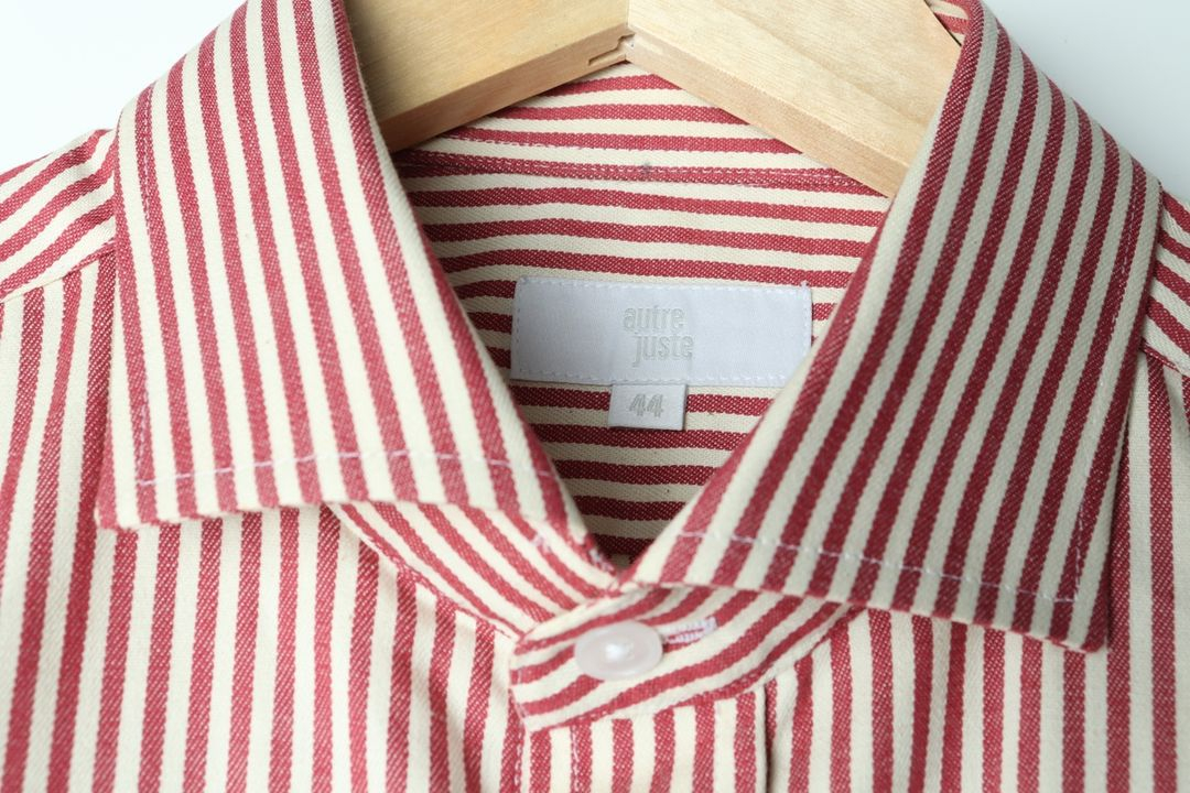 W(S-M) 브랜드빈티지 셔츠 남방 견장 스트라이프 이미지