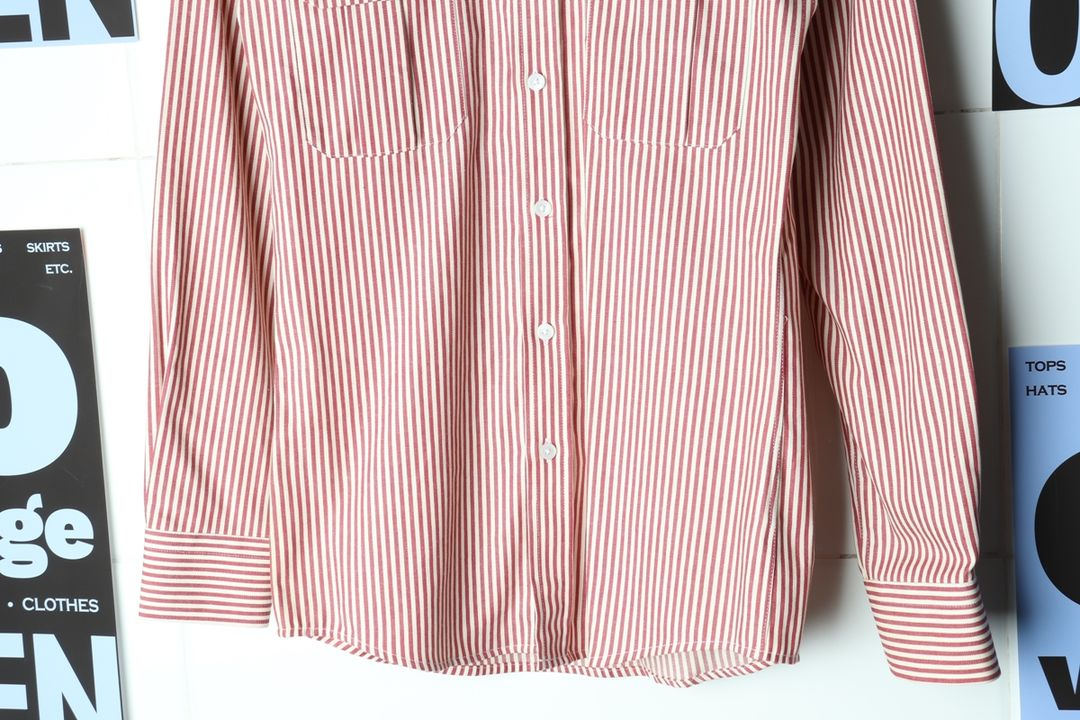 W(S-M) 브랜드빈티지 셔츠 남방 견장 스트라이프 이미지