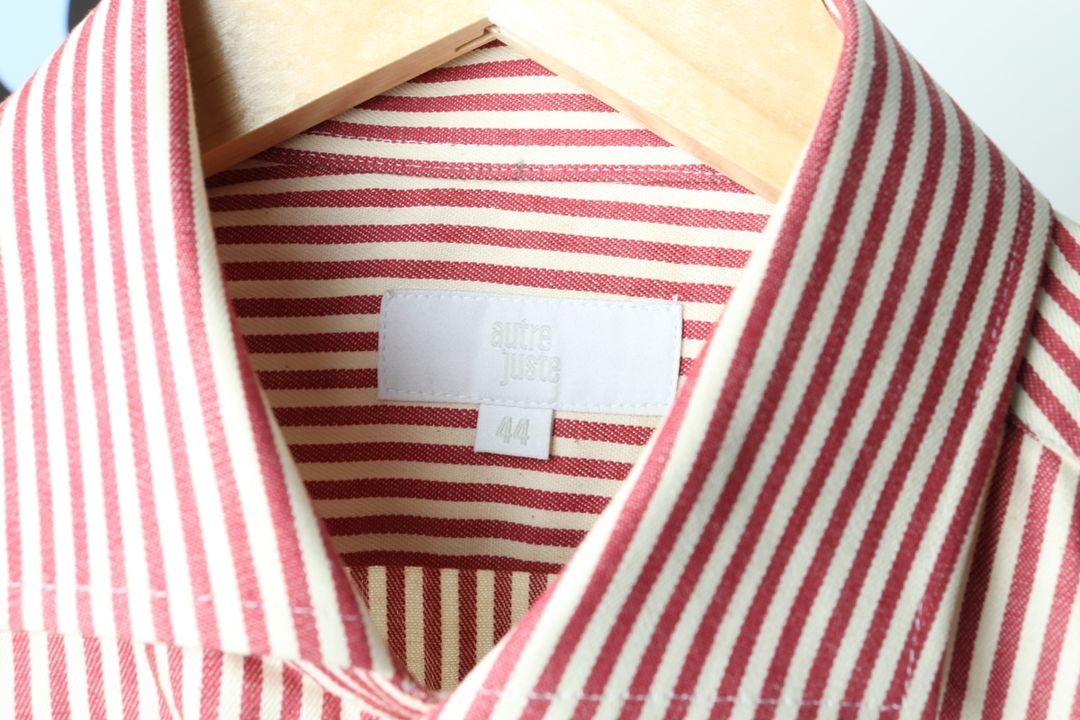 W(S-M) 브랜드빈티지 셔츠 남방 견장 스트라이프 이미지