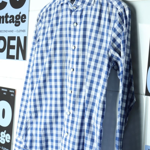 (S-M) 브랜드빈티지 셔츠 남방 블루 체크 아메카지 이미지