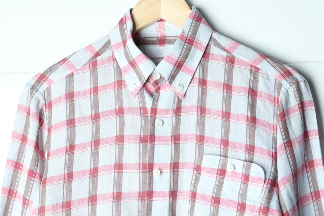 (S-M) 브랜드빈티지 셔츠 남방 린넨 체크 아메카지 이미지