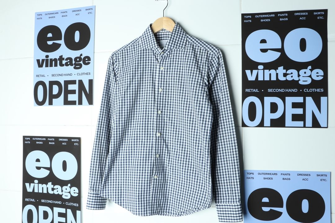 (S-M) 브랜드빈티지 셔츠 남방 체크 아메카지 블랙 이미지