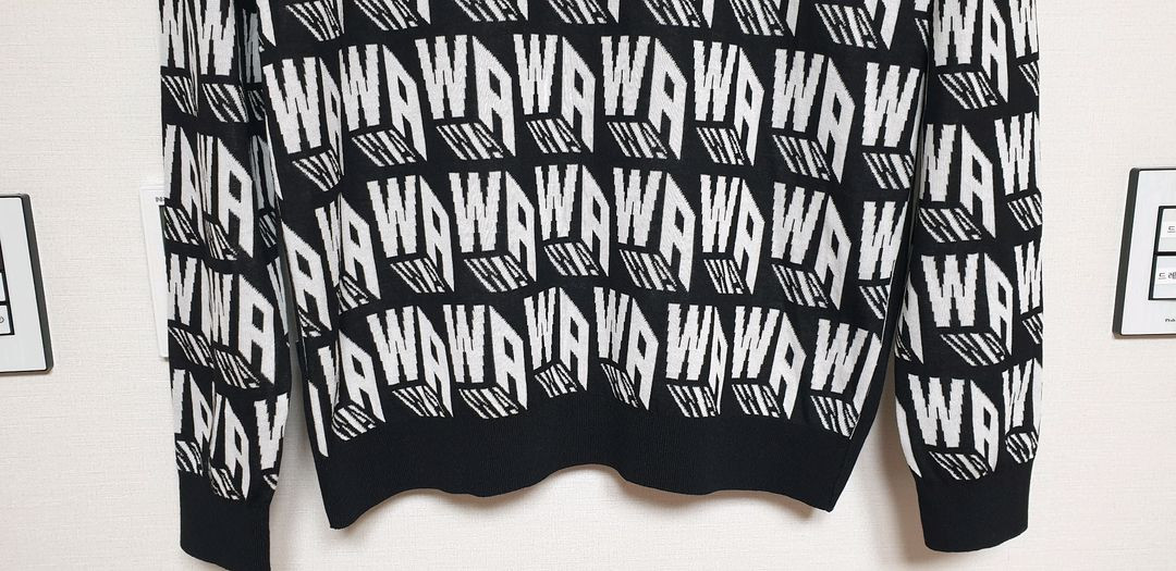 (새상품)와이드앵글 남성 골프웨어 로고 니트 100 이미지