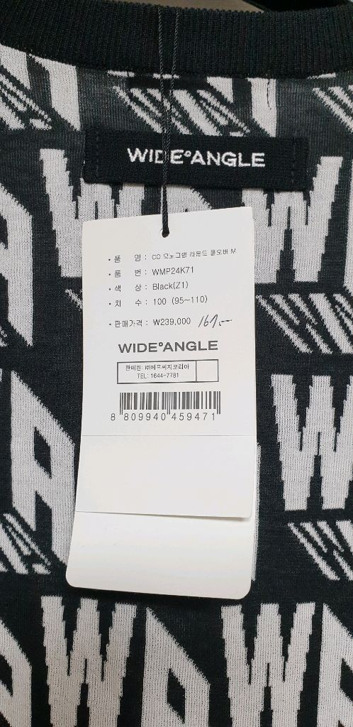 (새상품)와이드앵글 남성 골프웨어 로고 니트 100 이미지