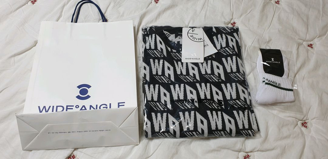 (새상품)와이드앵글 남성 골프웨어 로고 니트 100 이미지