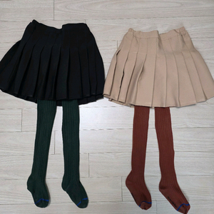 여아옷7-8세)주름스커트2벌+스타킹2벌+니삭스 일괄 이미지