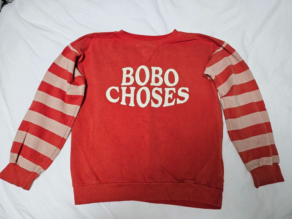 보보쇼즈 레드 스트라이프 맨투맨 155사이즈 이미지