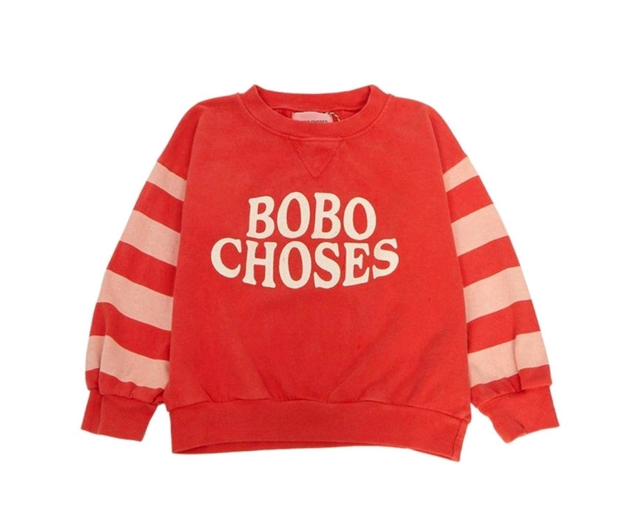 보보쇼즈 레드 스트라이프 맨투맨 155사이즈 이미지