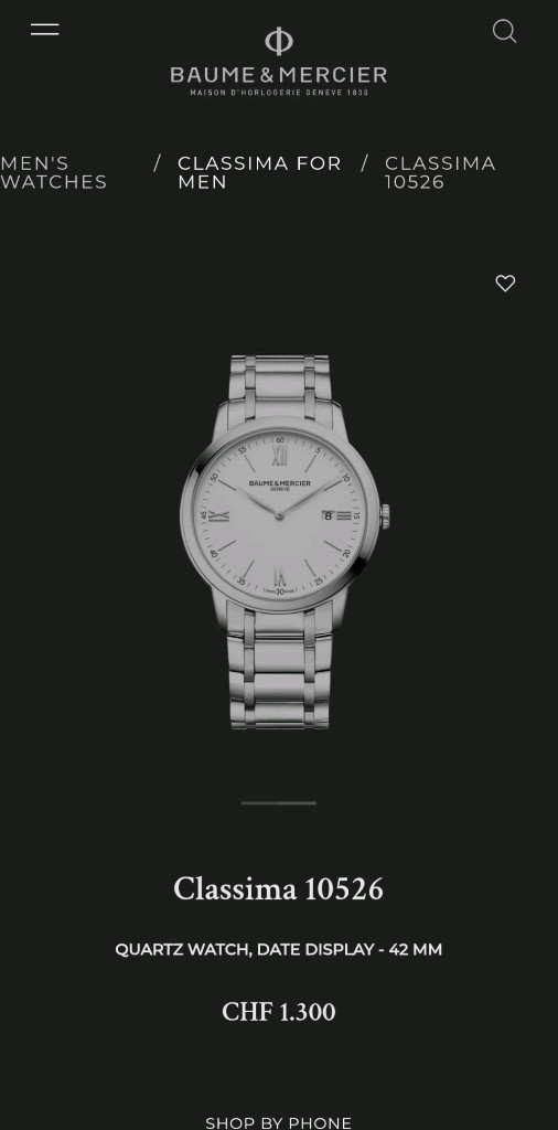 보메메르시에 23년식 클래시마 42mm 남성 손목 시계 남자 스틸 팔찌 이미지