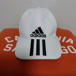 아디다스 6P 3S 코튼 볼캡모자, 흰검 삼선모자, 골프모자 이미지