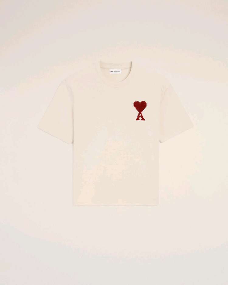 NA42정품새상품>아미 드 꾀흐 빅로고 반팔티 (베이지 / 아이보리) 이미지