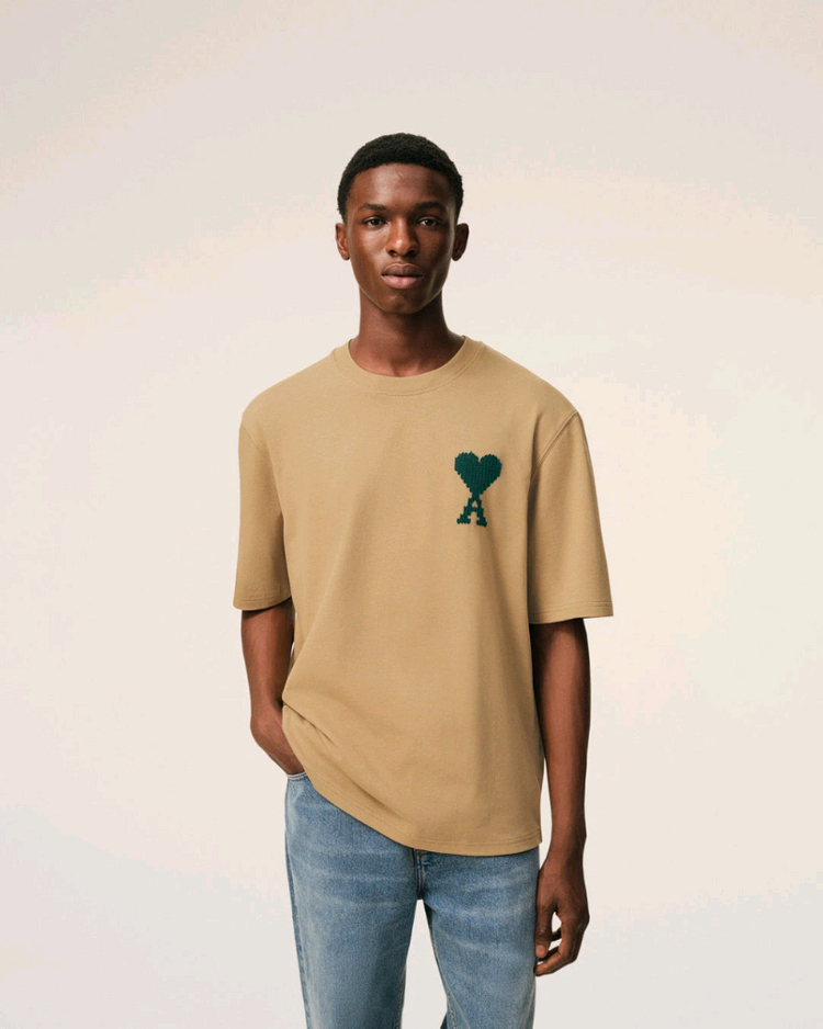 NA42정품새상품>아미 드 꾀흐 빅로고 반팔티 (베이지 / 아이보리) 이미지