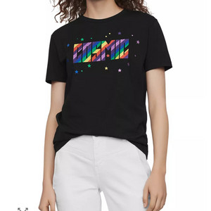 마쥬 여성 블랙 COSMIC 레인보우 그래픽 반팔 티셔츠 이미지