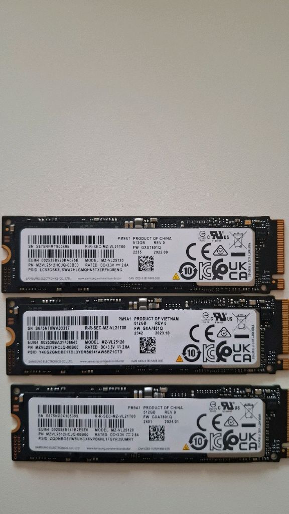 [개인] 삼성 PM9A1 SSD 512GB 각 12만 이미지