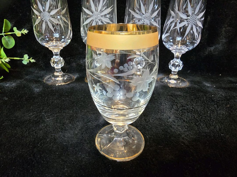 체코 앤틱 보헤미아 엘레강스 금장 글라스 5점 이미지