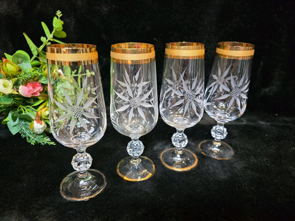 체코 앤틱 보헤미아 엘레강스 금장 글라스 5점 이미지