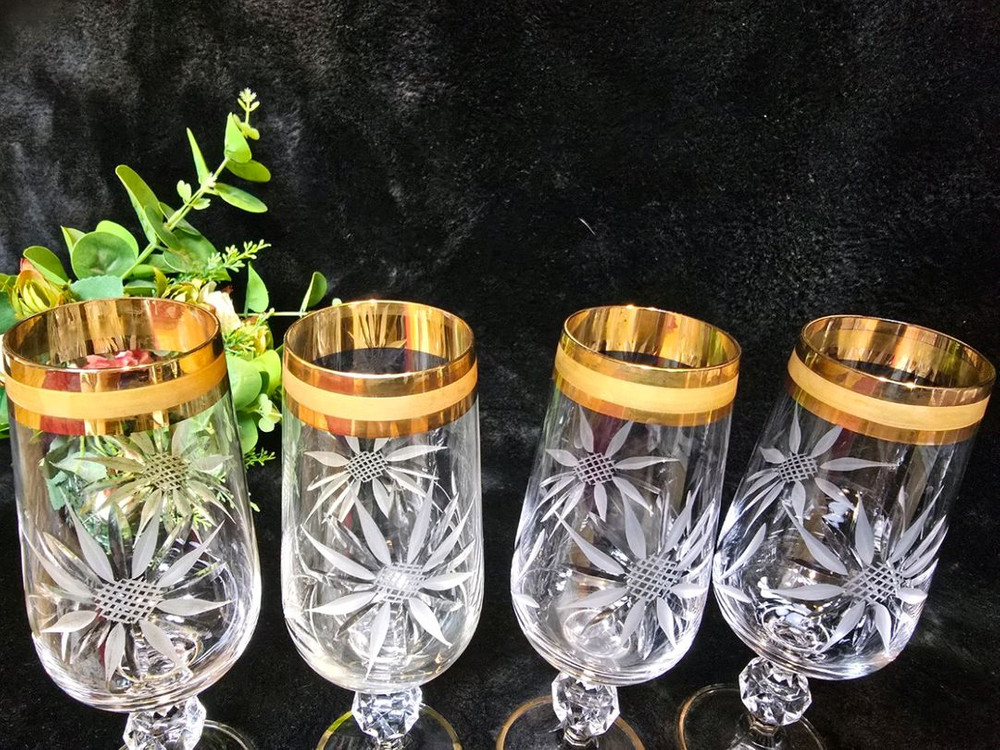 체코 앤틱 보헤미아 엘레강스 금장 글라스 5점 이미지