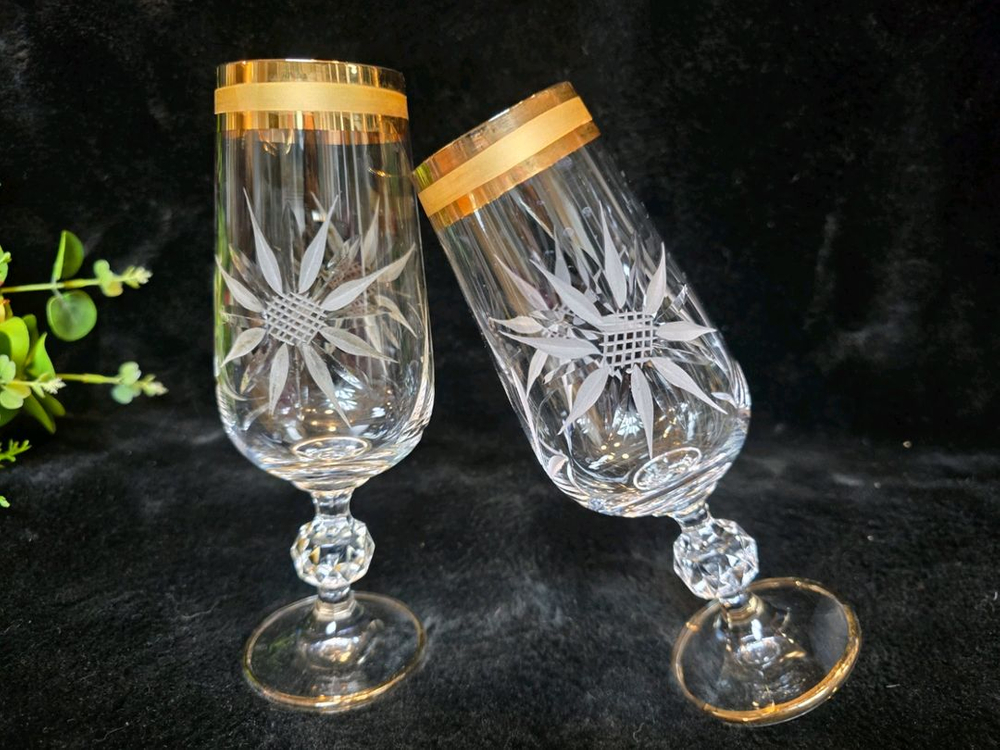 체코 앤틱 보헤미아 엘레강스 금장 글라스 5점 이미지